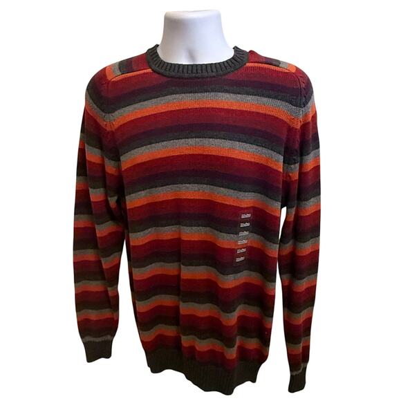 St. John's Bay Classic Striped Cotton Crewneck Sweater Size M Normcore Fall New - Picture 1 of 7